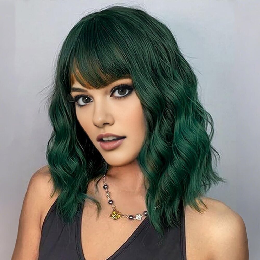 Women's 4/610 Short Wavy Hair Pastel Bob Shoulder Length Synthetic Hair Wigs